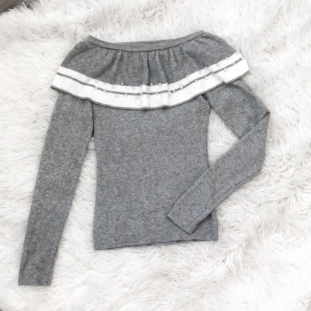 Round or Open Shoulder Ribbed Top - Picture 1 of 4